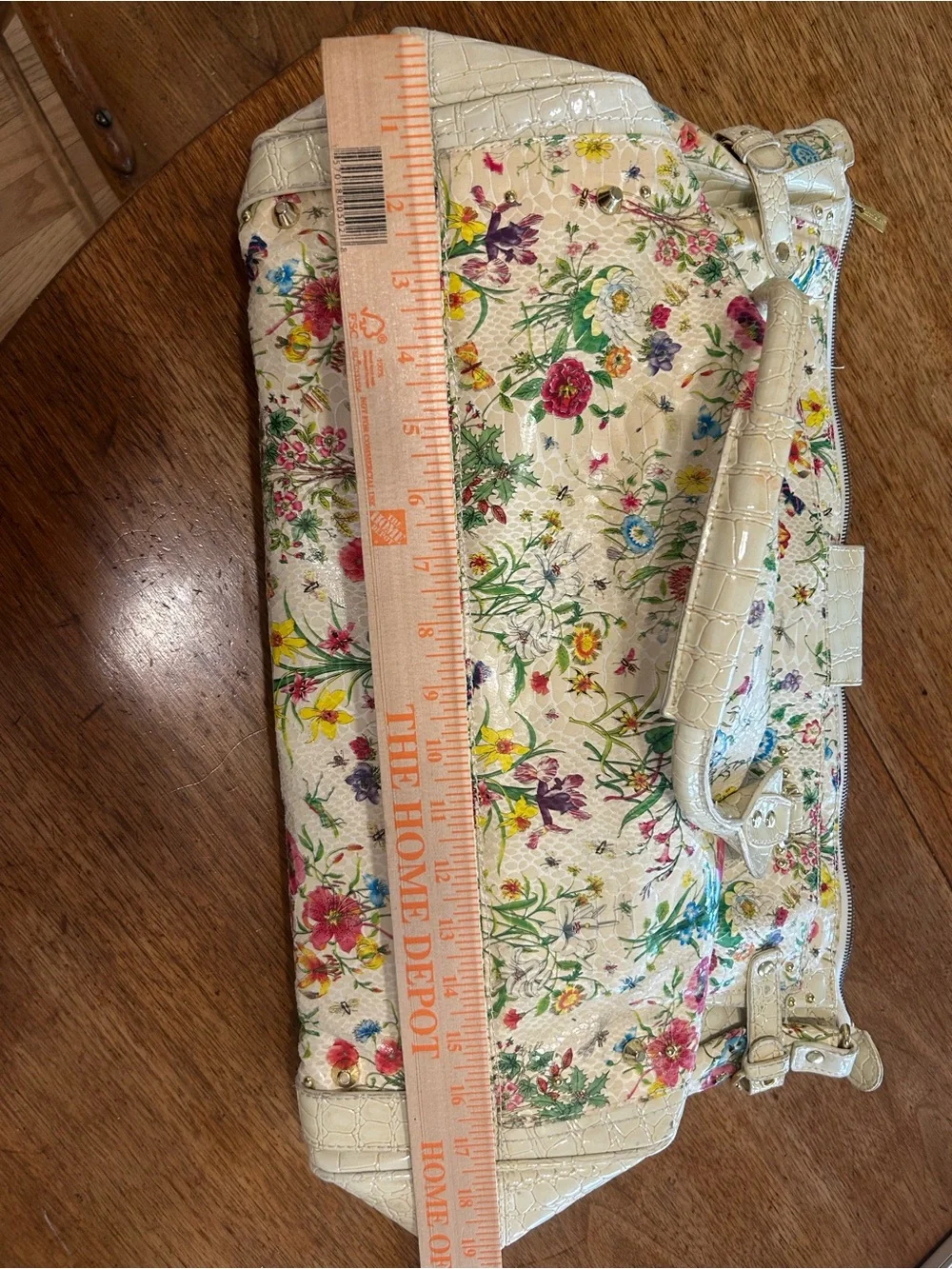 Nicole Lee Large Tote Bag/Purse Cream‎ w Floral Design